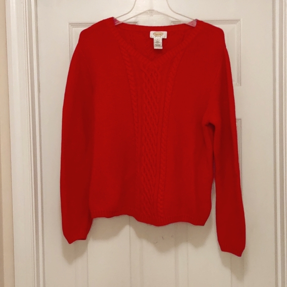 Talbots Sweaters - Talbots Red V-Neck Sweater Size L